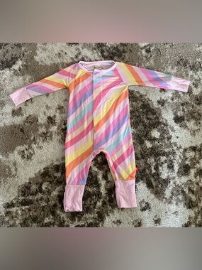 Magnetic Me Pastel Rainbow Stripe Footie - Pink, Yellow, Orange, Purple, Blue